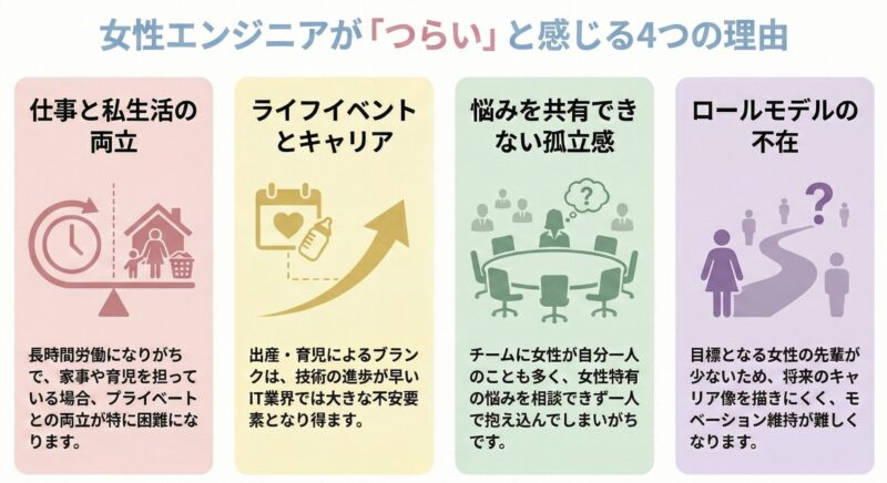 女性エンジニアがつらい・きついと感じる理由