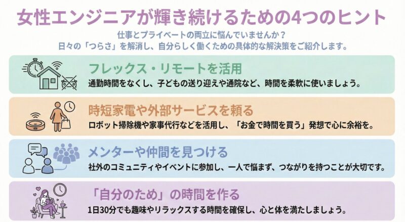女性エンジニアのつらさを解消する具体的な解決策