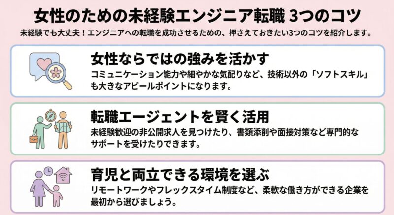 女性でも未経験からエンジニア転職を成功させるコツ