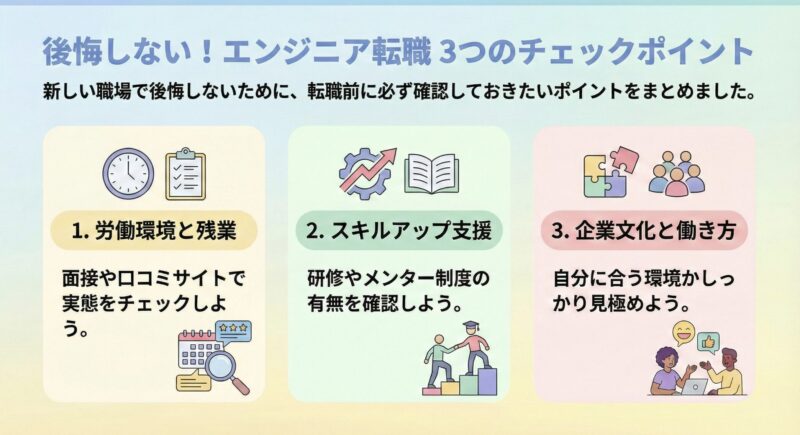 エンジニア転職で後悔しないための3つのポイント